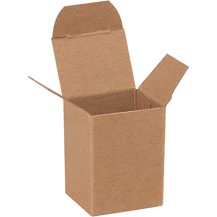 1 <span class='fraction'>1/2</span> x 1 <span class='fraction'>1/4</span> x 2" Kraft Reverse Tuck Folding Cartons